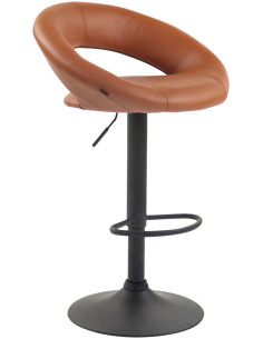Tabouret de bar rond moderne en Polyuréthane Marron clair Métal Noir Zailor - 1