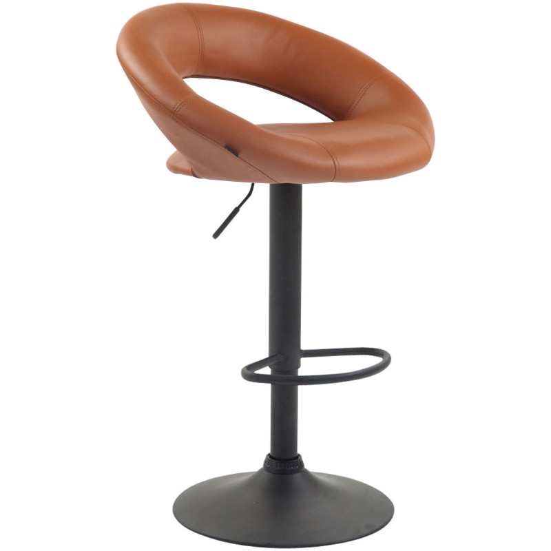 Tabouret de bar rond moderne en Polyuréthane Marron clair Métal Noir Zailor - 1