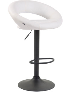 Tabouret de bar rond moderne en Polyuréthane Blanc Métal Noir Zailor - 1