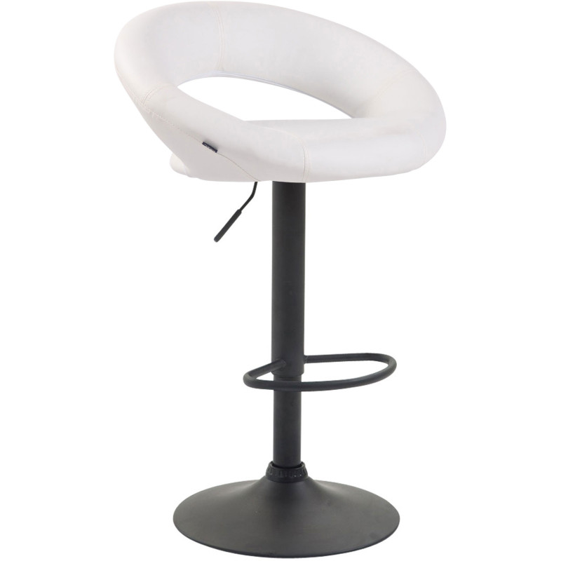 Tabouret de bar rond moderne en Polyuréthane Blanc Métal Noir Zailor - 1