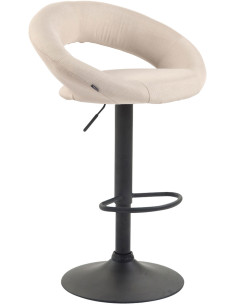 Tabouret de bar rond moderne en Tissu Blanc crème Métal Noir Zailor - 1