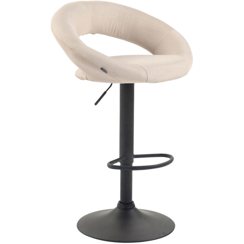 Tabouret de bar rond moderne en Tissu Blanc crème Métal Noir Zailor - 1
