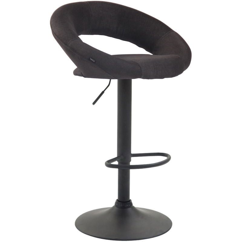 Tabouret de bar rond moderne en Tissu Gris foncé Métal Noir Zailor - 1
