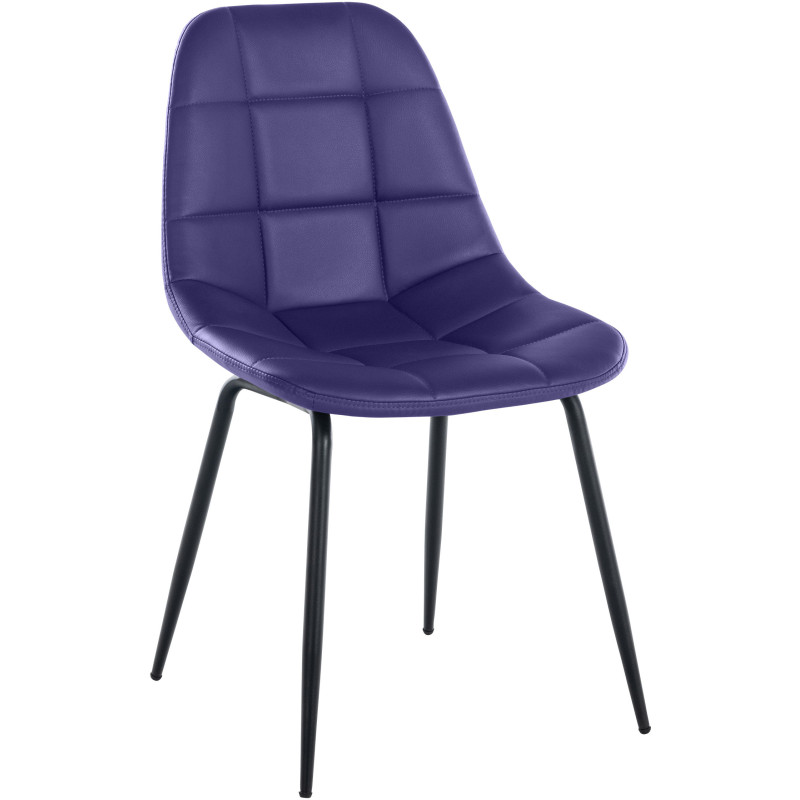 Chaise salle à manger moderne en Polyuréthane Violet Métal Noir Maralys - 1