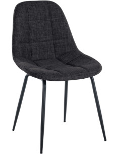Chaise salle à manger moderne en Tissu Gris foncé Métal Noir Maralys - 1