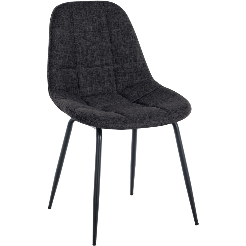 Chaise salle à manger moderne en Tissu Gris foncé Métal Noir Maralys - 1
