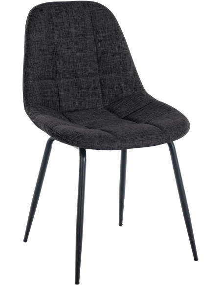 Chaise salle à manger moderne en Tissu Gris foncé Métal Noir Maralys - 1
