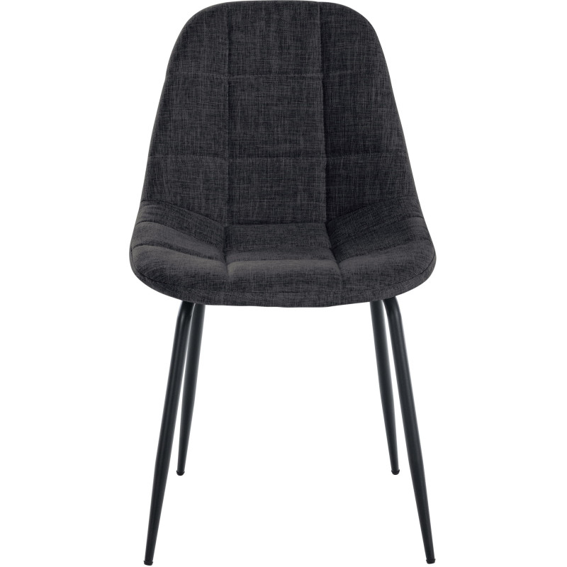 Chaise salle à manger moderne en Tissu Gris foncé Métal Noir Maralys - 2