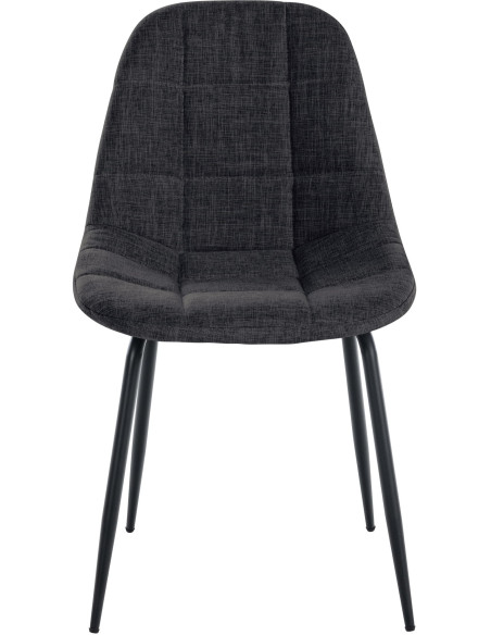 Chaise salle à manger moderne en Tissu Gris foncé Métal Noir Maralys - 2
