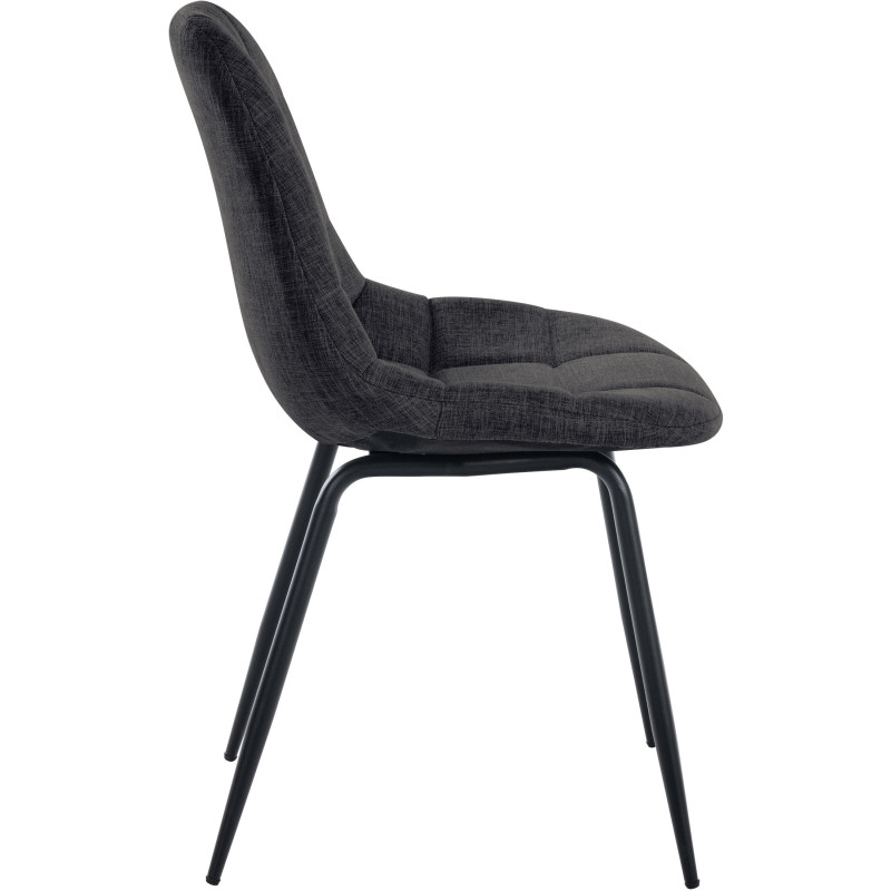 Chaise salle à manger moderne en Tissu Gris foncé Métal Noir Maralys - 3