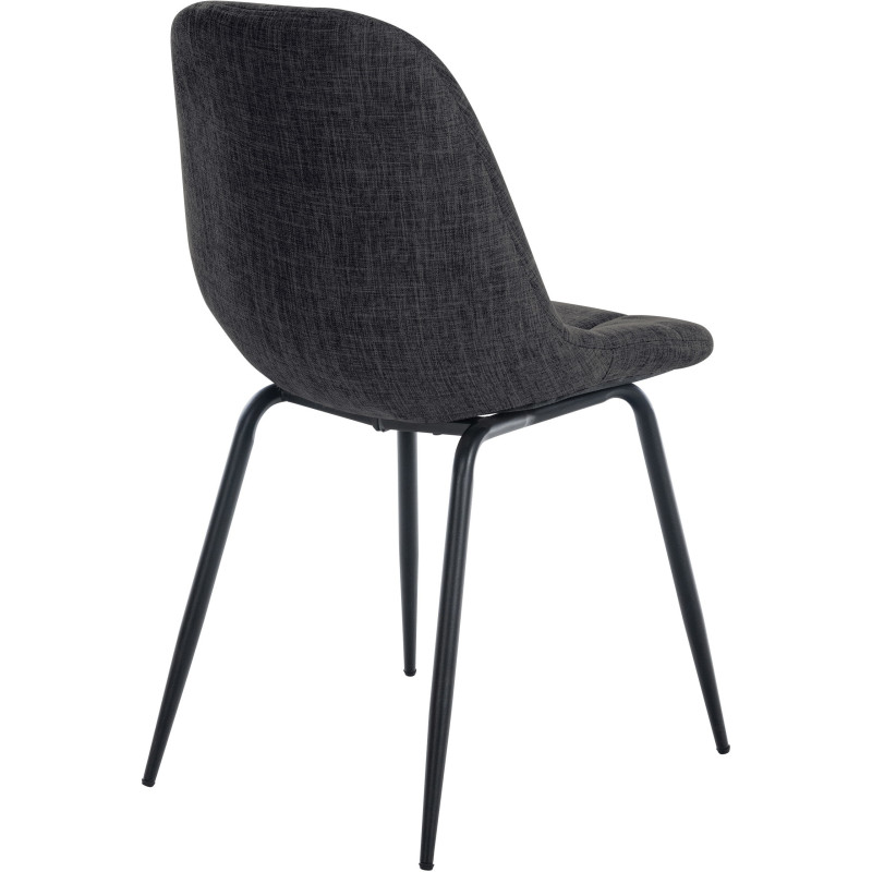 Chaise salle à manger moderne en Tissu Gris foncé Métal Noir Maralys - 4