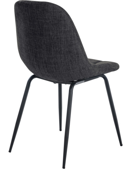 Chaise salle à manger moderne en Tissu Gris foncé Métal Noir Maralys - 4
