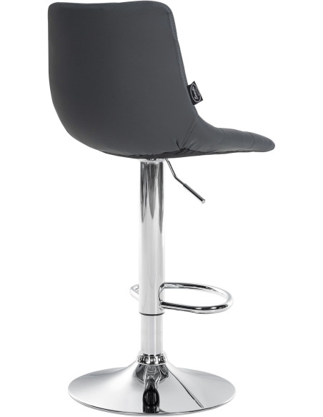 Tabouret de bar réglable matelassé en Polyuréthane Gris Métal Argenté Léon - 2