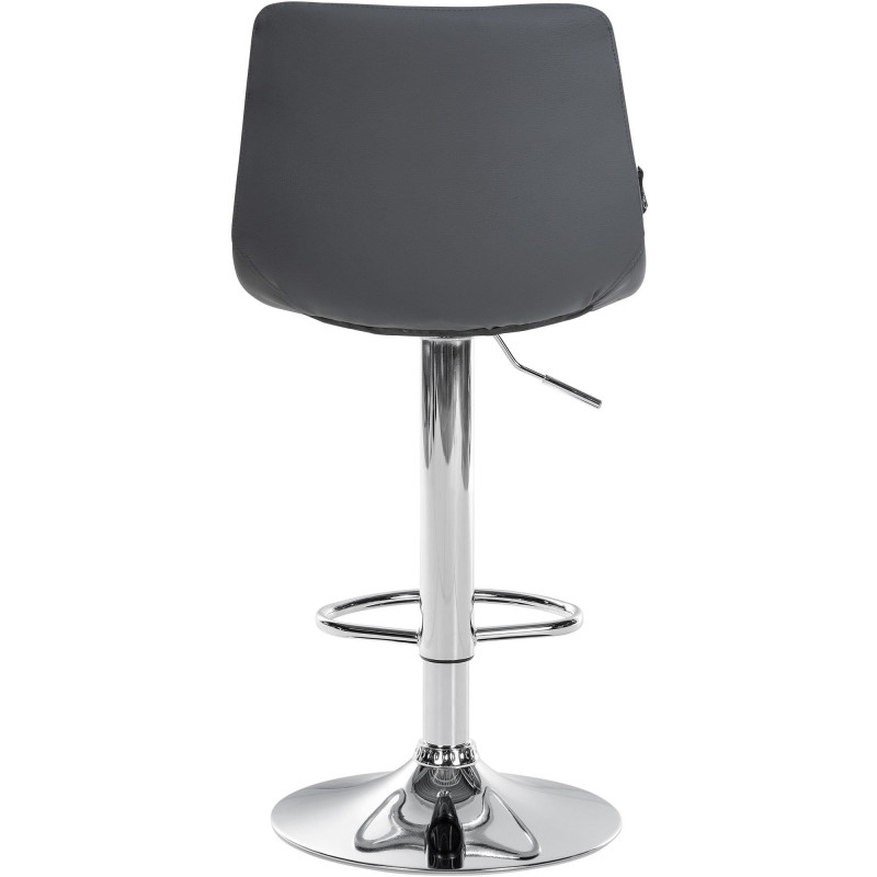 Tabouret de bar réglable matelassé en Polyuréthane Gris Métal Argenté Léon - 3