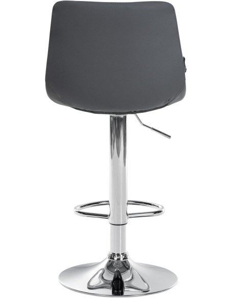 Tabouret de bar réglable matelassé en Polyuréthane Gris Métal Argenté Léon - 3