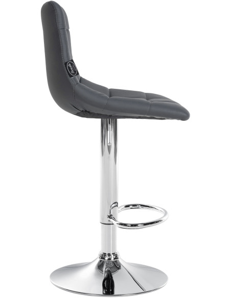 Tabouret de bar réglable matelassé en Polyuréthane Gris Métal Argenté Léon - 6