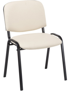 Chaise moderne en Polyuréthane Blanc crème Métal Noir Aliora - 1