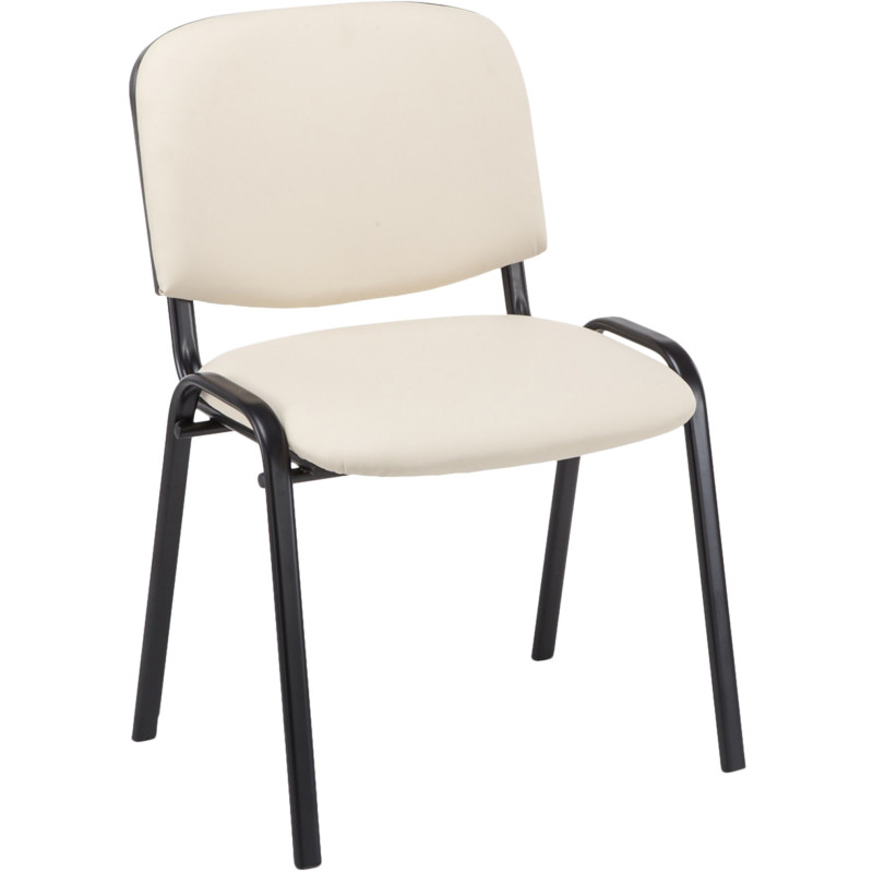 Chaise moderne en Polyuréthane Blanc crème Métal Noir Aliora - 1