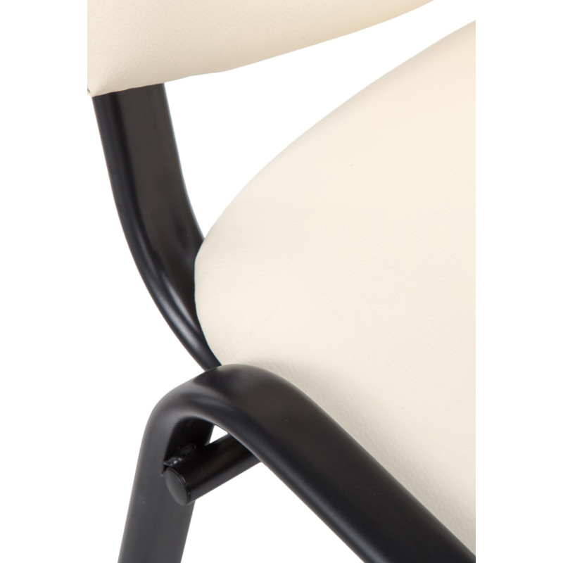 Chaise moderne en Polyuréthane Blanc crème Métal Noir Aliora - 2