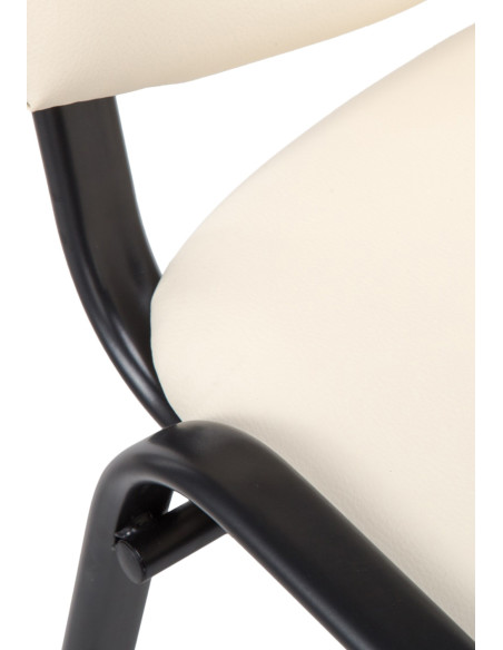 Chaise moderne en Polyuréthane Blanc crème Métal Noir Aliora - 2