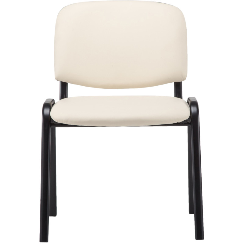 Chaise moderne en Polyuréthane Blanc crème Métal Noir Aliora - 3