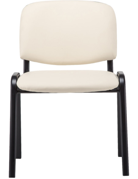 Chaise moderne en Polyuréthane Blanc crème Métal Noir Aliora - 3