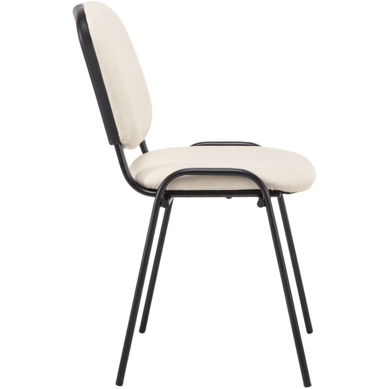 Chaise moderne en Polyuréthane Blanc crème Métal Noir Aliora - 4