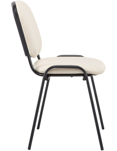 Chaise moderne en Polyuréthane Blanc crème Métal Noir Aliora - 4