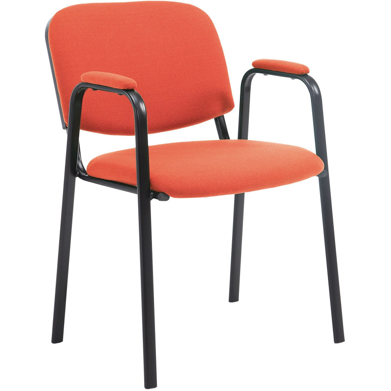 Chaise moderne avec accoudoirs en Tissu Rouge Métal Noir Mariala - 1