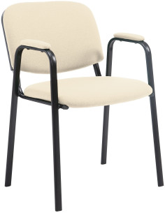 Chaise moderne avec accoudoirs en Tissu Blanc crème Métal Noir Mariala - 1