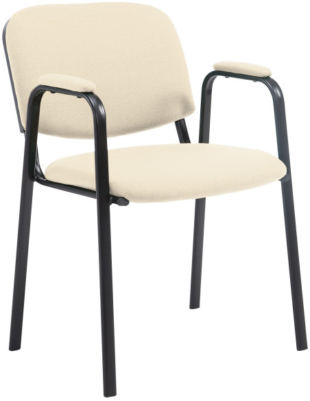 Chaise moderne avec accoudoirs en Tissu Blanc crème Métal Noir Mariala - 1