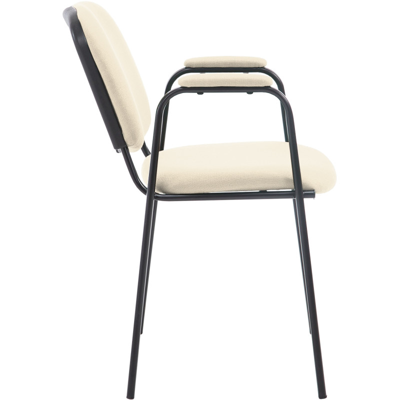 Chaise moderne avec accoudoirs en Tissu Blanc crème Métal Noir Mariala - 6