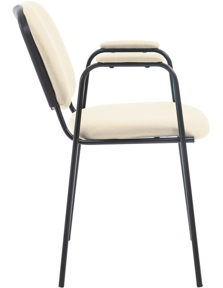 Chaise moderne avec accoudoirs en Tissu Blanc crème Métal Noir Mariala - 6