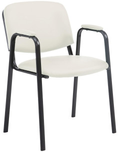 Chaise moderne avec accoudoirs en Polyuréthane Blanc crème Métal Noir Mariala - 1