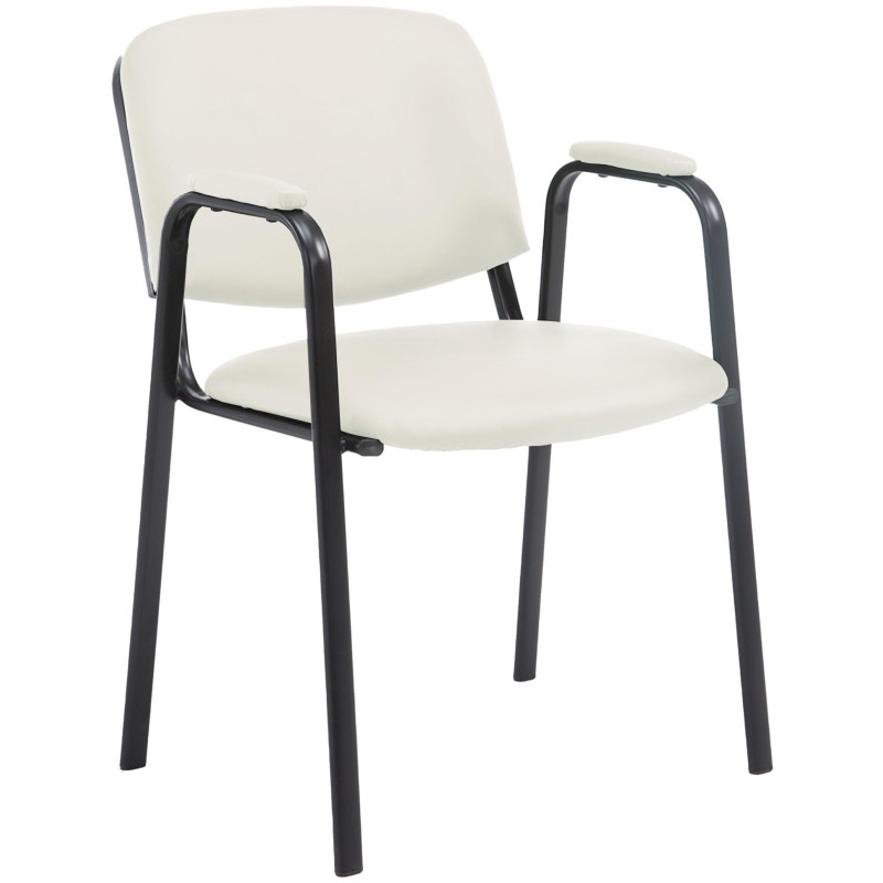 Chaise moderne avec accoudoirs en Polyuréthane Blanc crème Métal Noir Mariala - 1