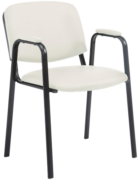 Chaise moderne avec accoudoirs en Polyuréthane Blanc crème Métal Noir Mariala - 1