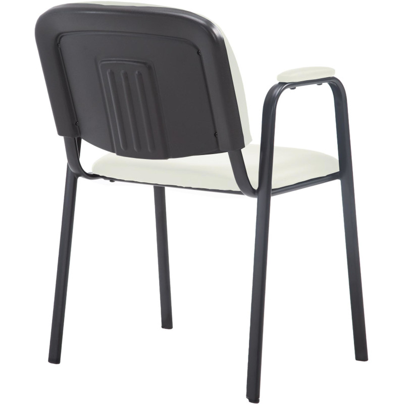Chaise moderne avec accoudoirs en Polyuréthane Blanc crème Métal Noir Mariala - 2