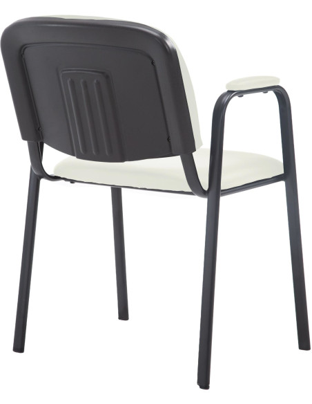 Chaise moderne avec accoudoirs en Polyuréthane Blanc crème Métal Noir Mariala - 2