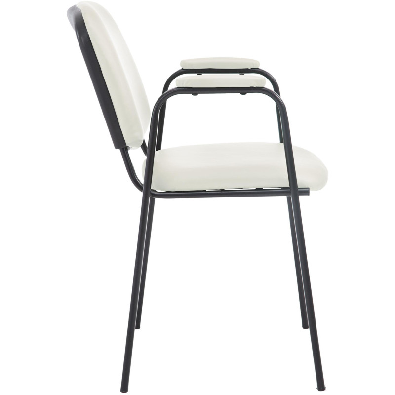 Chaise moderne avec accoudoirs en Polyuréthane Blanc crème Métal Noir Mariala - 6