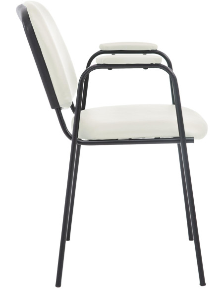 Chaise moderne avec accoudoirs en Polyuréthane Blanc crème Métal Noir Mariala - 6
