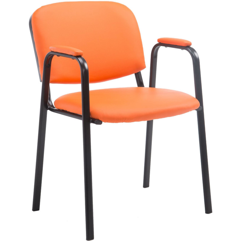 Chaise moderne avec accoudoirs en Polyuréthane Orange Métal Noir Mariala - 1