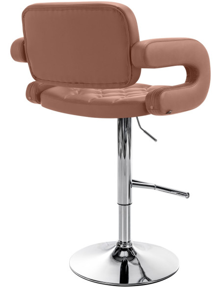 Tabouret de bar haut de gamme en Polyuréthane Marron cognac Métal Argenté Nyvris - 4