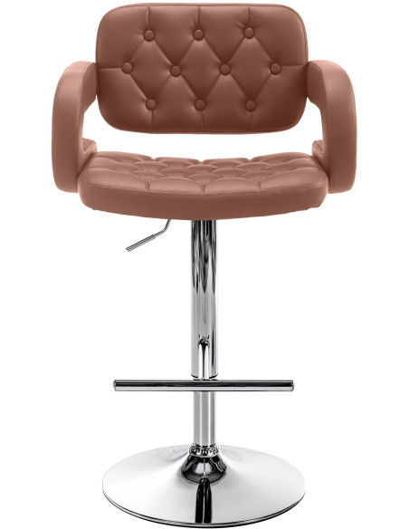 Tabouret de bar haut de gamme en Polyuréthane Marron cognac Métal Argenté Nyvris - 5