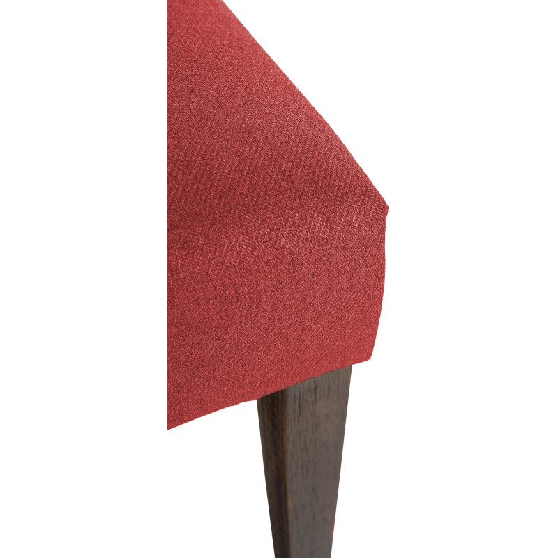 Chaise chesterfield Dossier capitonné en Tissu Rouge Bois Marron Clorith - 3