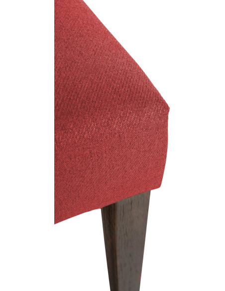 Chaise chesterfield Dossier capitonné en Tissu Rouge Bois Marron Clorith - 3