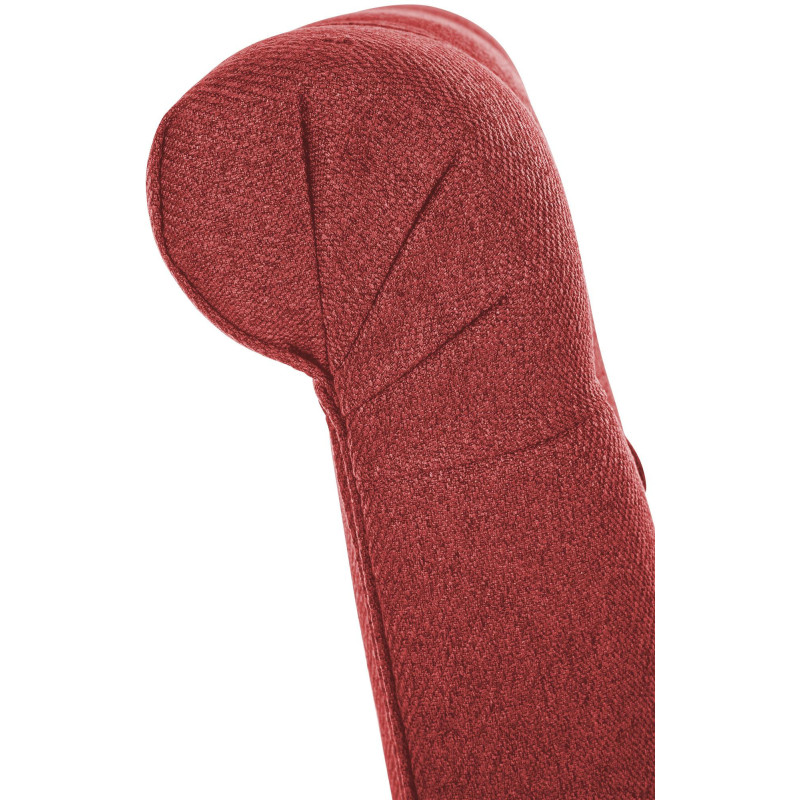 Chaise chesterfield Dossier capitonné en Tissu Rouge Bois Marron Clorith - 4