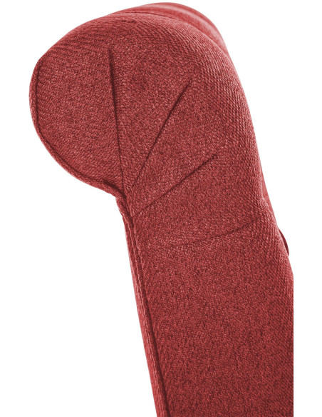 Chaise chesterfield Dossier capitonné en Tissu Rouge Bois Marron Clorith - 4