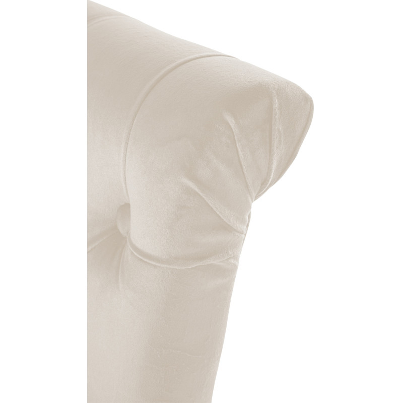 Chaise chesterfield Dossier capitonné en Velours Blanc crème Bois Marron Clorith - 2