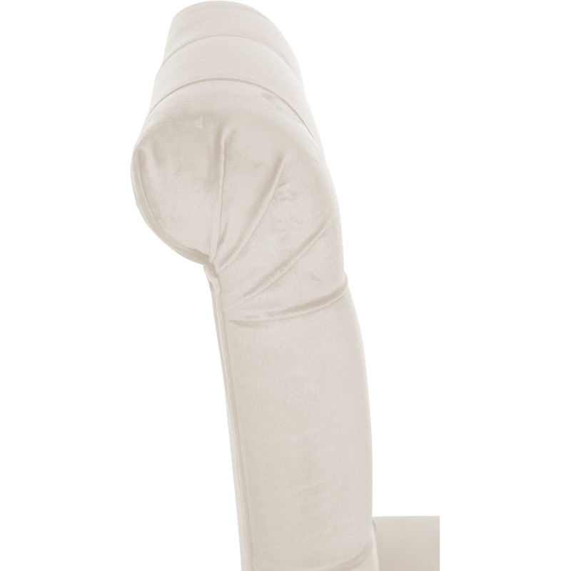 Chaise chesterfield Dossier capitonné en Velours Blanc crème Bois Marron Clorith - 3