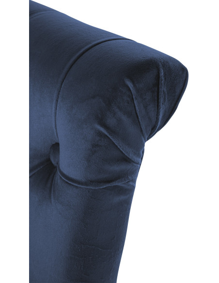 Chaise chesterfield Dossier capitonné en Velours Bleu Bois Marron Clorith - 2